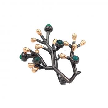 Green Onyx, and Moonstone Stone Seated Brooch